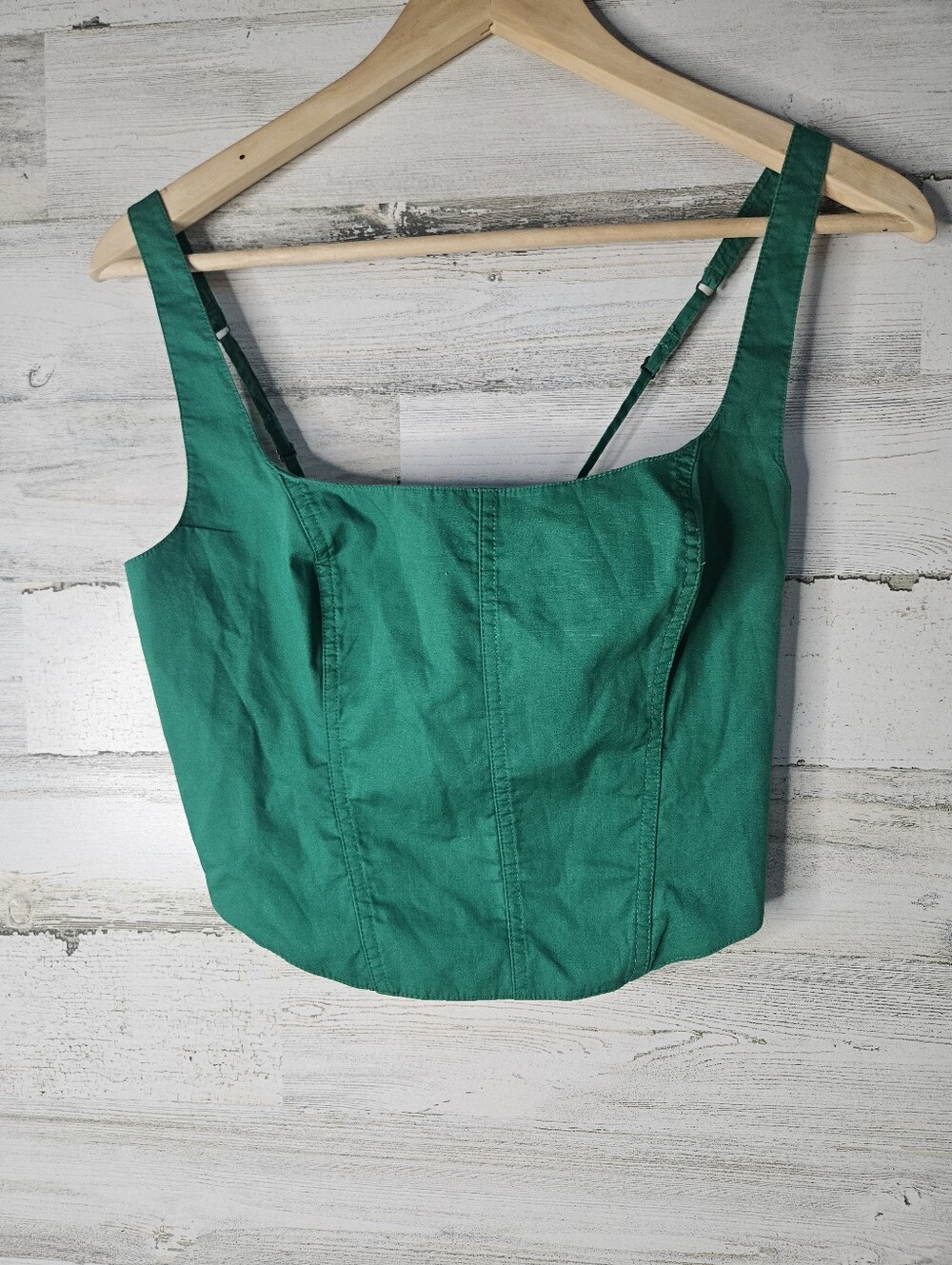 Abercrombie & Fitch Kelly Green Tank Cropped Shirt Womens Medium Cotton Blend